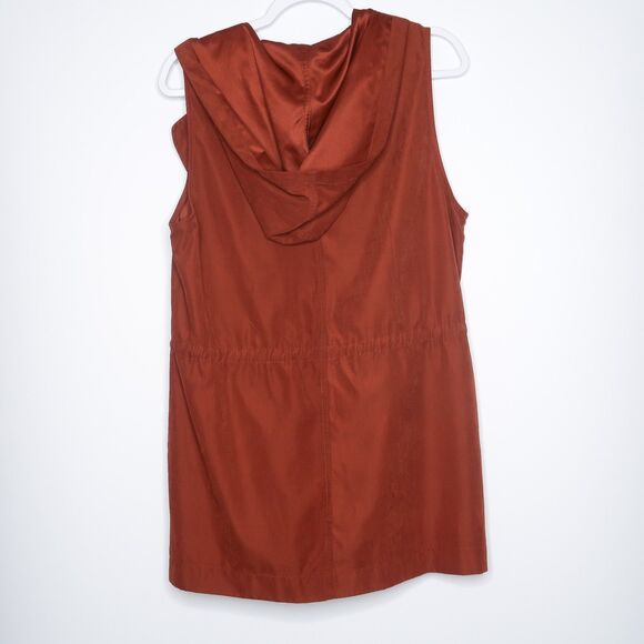 Staccato Womens Burnt Orange Hooded Wrap Suede Vest Size L - Picture 7 of 7